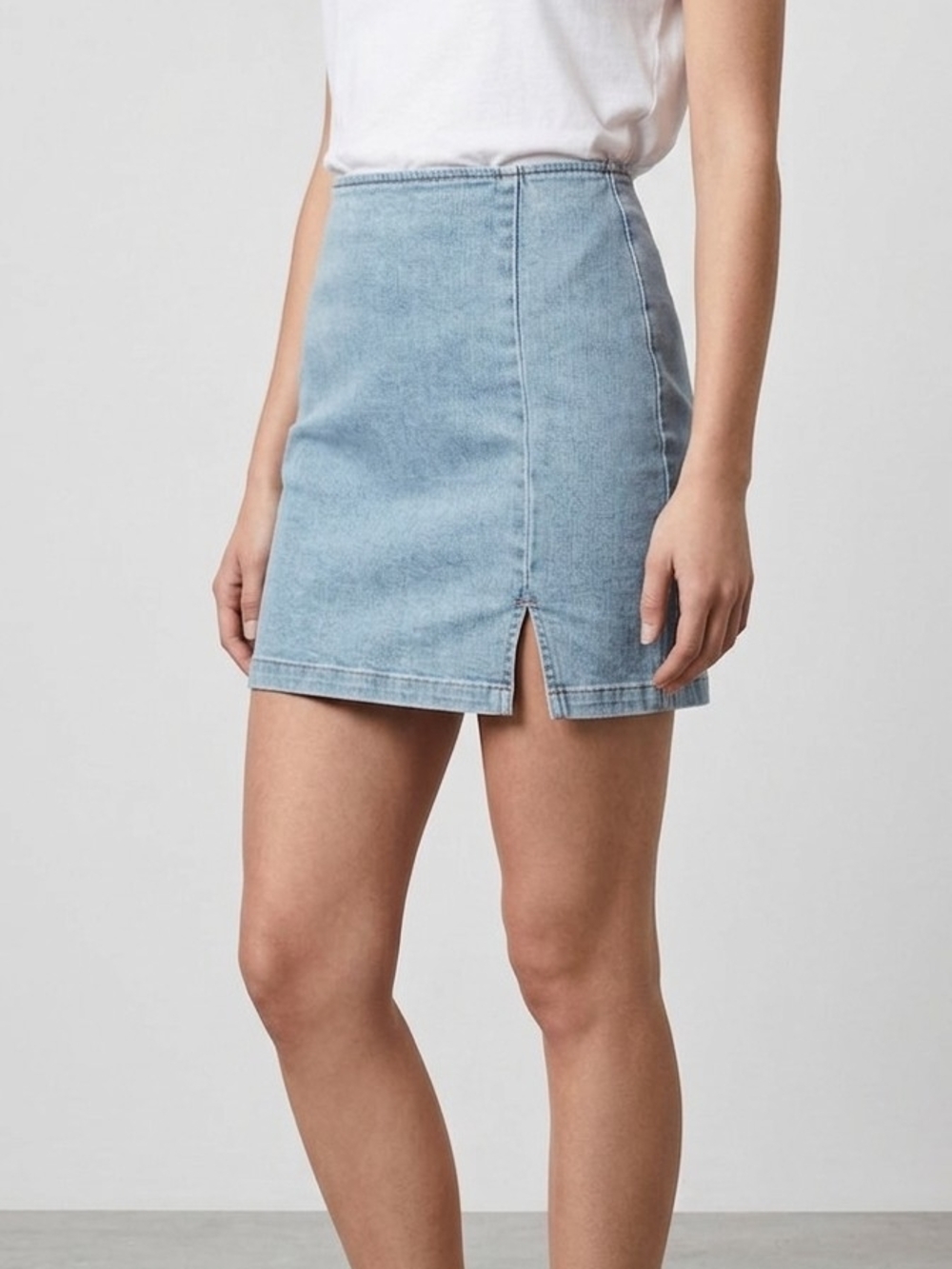 Wild Fable Hi-rise Light Blue Denim Mini Skirt with Front Slit.   SK 5